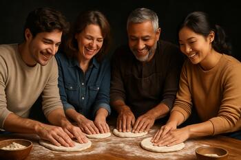 Hamur atölyesinde küçük bir grup