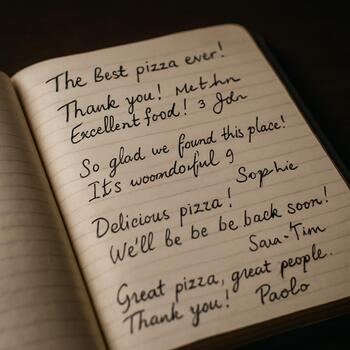 Ziyaretçi defterinde el yazısı notlar