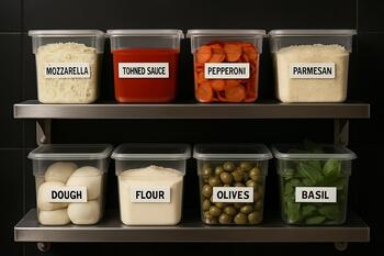 Temizlik ve etiketli raf sistemi