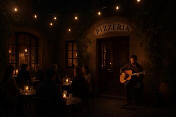 Avluda sakin canlı müzik akşamı