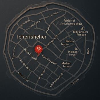 İçərişəhər haritasında işaretli konum