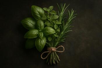 Taze fesleğen ve ot demeti