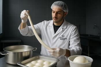 Yerel süt ürünleri atölyesinde peynir tezgâhı