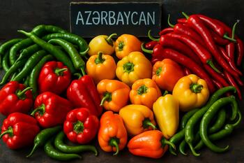Azerbaycan pazarında renkli biberler