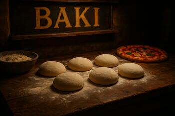 Tezgahta el ile açılan hamur ve un zerrecikleri