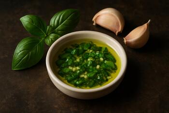 Fesleğen & sarımsaklı zeytinyağı tabağı