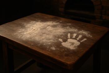 Un serpilmiş tezgahta el izi