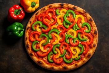 Bolqar biberli, taş tabanda renkli dilimler