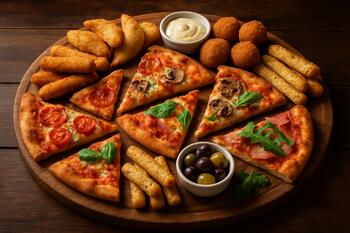 Paylaşım tabağı: iki farklı dilim ve otlar