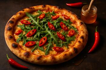 Acılı Rocket imza dilim, biber ve bal çizgisi