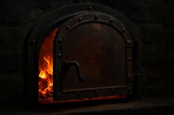 Kızıl közler ve fırın kapağı